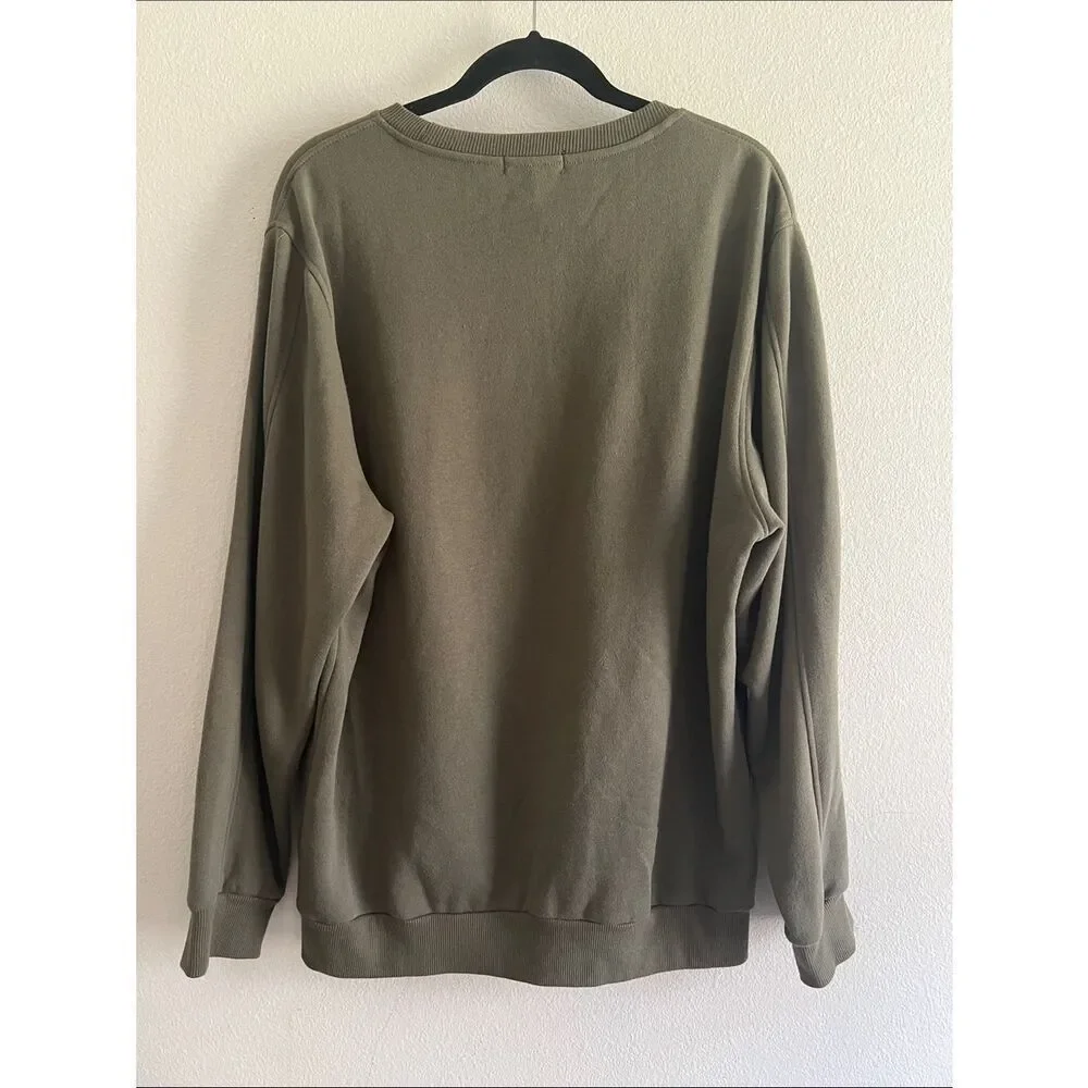 True Religion Mens TR Logo Crewneck Sweatshirt Green Pullover Fleece Casual L
